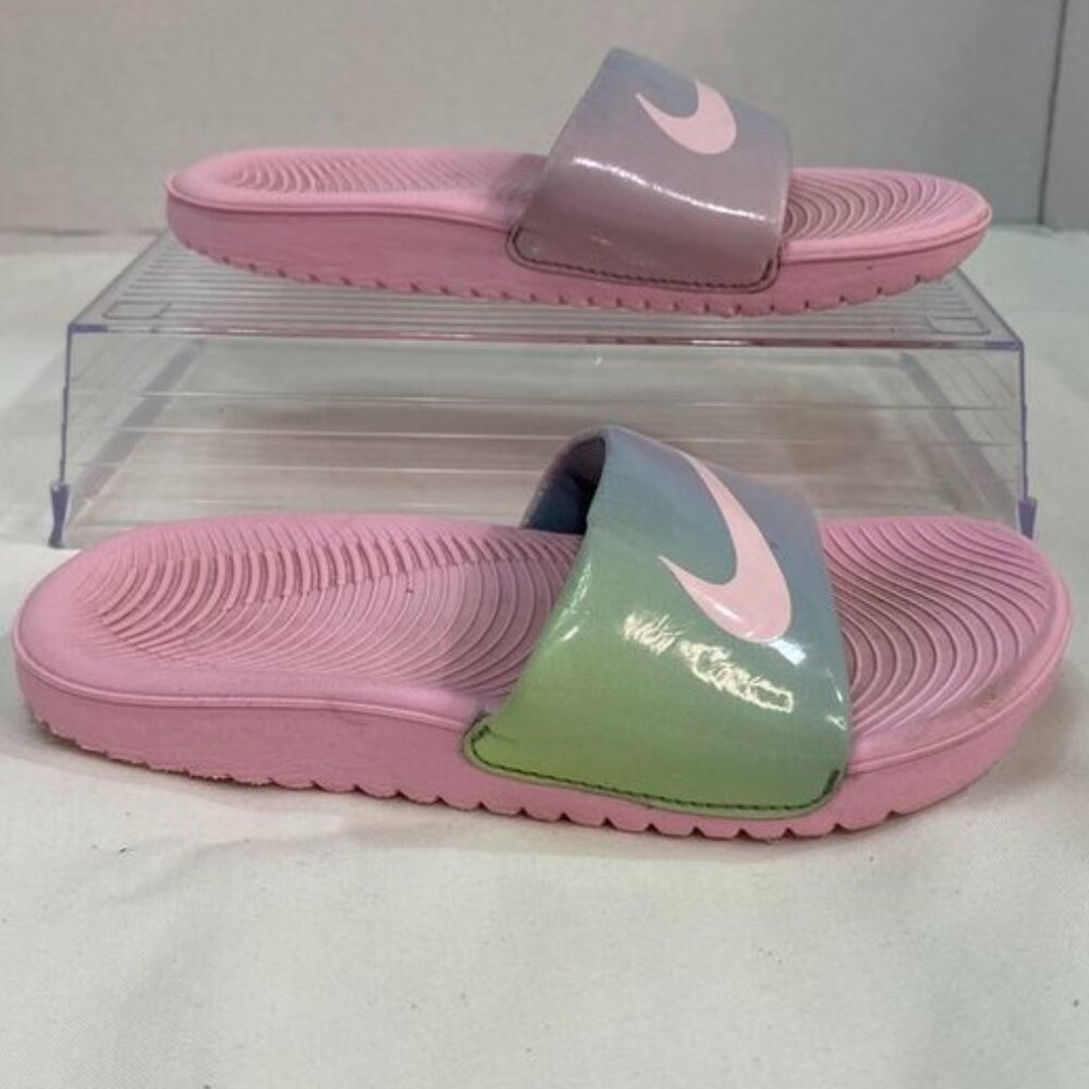 Nike Benassi JDI Youth Slides Pink / Gray Iridescent Size 11C